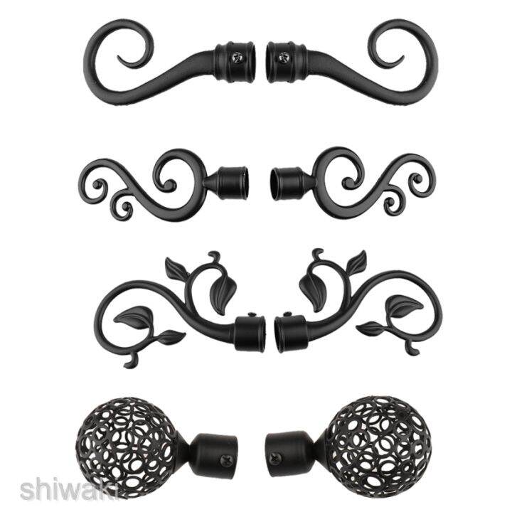 ♘1 Pair Curtain Pole Bracket Decorative PoleRod Finials Ends Heads Caps