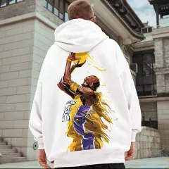 Kobe Bryant Printed Longsleeve Fleece Coat Famous Basketball Star Fashion  Design Hooded Coat Men's Thicken Jacket