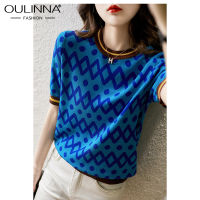 OULINNA เสื้อสเวตเตอร์ถักเกาหลีสำหรับผู้หญิง,เสื้อยืดแขนสั้นผ้าวิสคอสแบบสวยงามระบายอากาศได้ดีสำหรับฤดูใบไม้ผลิและฤดูร้อนปี2021