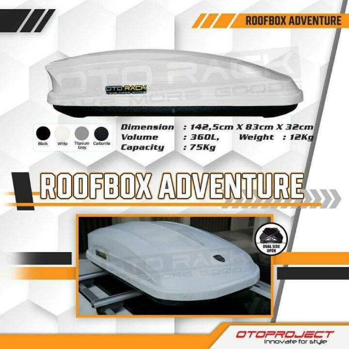 Roofbox roof box otorack adventure white glossy 360L bagasi atas mobil