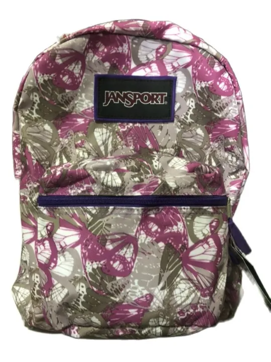 Jansport Superbreak Backpack OVEREXPOSED purple butterfly (Purple Strap ...