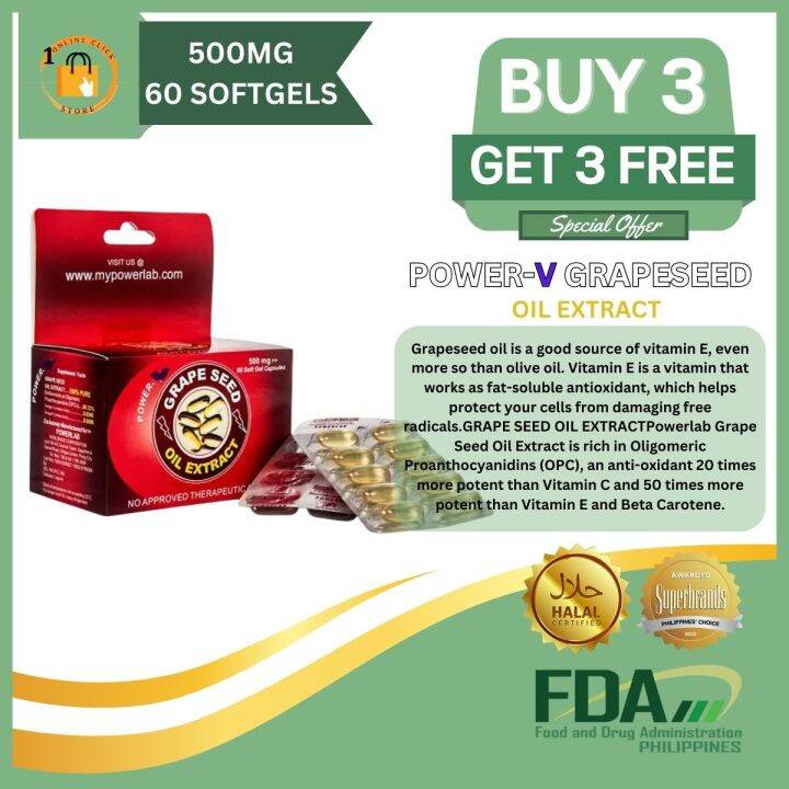 Powerlab Powerv Grapeseed Oil Extract 500mg x 60 Softgels Lazada PH