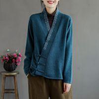 2021 Autumn And Winter New Style V-Neck 100% Pure Wool Ladies Buttons Loose Thick Cardigan Knitted Cashmere Sweaters KK4185