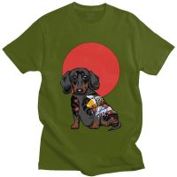 Funny Japanese Yakuza Dachshund T Shirt for Men Short Sleeved Dog Lover Gift Idea Summer Tee Tops Pure Cotton Graphic Tshirt