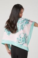 EP ผ้าพันคอลายดอกไม้ผ้าทวิลล์ ผู้หญิง | Floral Print Silk-Twill Scarf | 4485