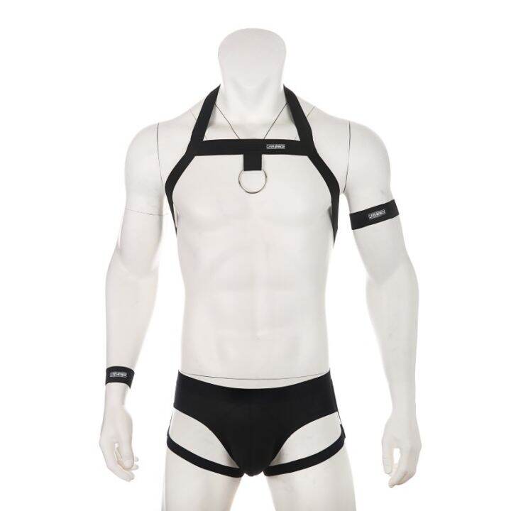 ชุดชั้นในบุรุษสายคล้องคอ-กางเกงชั้นใน-men-harness-thong-set