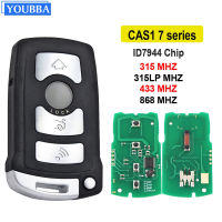 YOUBBA 4ปุ่มสมาร์ทกุญแจรถรีโมทคอนลสำหรับ BMW CAS1 7 Series E65 E66 315315LP433868MHZ ID7944 Chip Uncut Blade