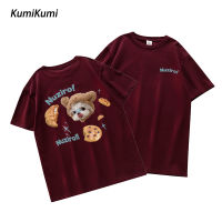 เสื้อยืดแขนเสื้อแขนสั้นคอกลมเกาหลีฤดูร้อนแฟชั่น KUMI สำหรับผู้หญิง