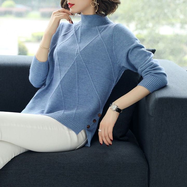 spot-2022-spring-new-half-turtleneck-thickened-sweater-womens-short-autumn-and-winter-loose-korean-style-2023