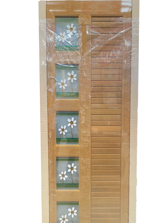 ประตูกระจก-upvc-สีสักทอง-รุ่นหนา-kn05-ไม่เจาะลูกบิด-มีให้เลือกหลายแบบ-พร้อมชุดกลอน-วงกบ