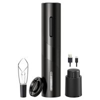 Electric Wine Opener, Wine Opener Electric Rechargeable with USB Charging Cable, 4-In-1 Electric Wine Bottle Opener