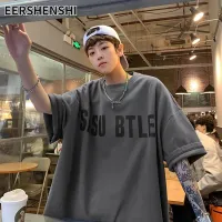 EERSHENSHI เสื้อยืดแขนสั้นผ้าฝ้าย100%,สำหรับทั้งหญิงและชาย2022ใหม่ฤดูร้อนห้าแขน Ins อินเทรนด์เสื้อแบบหลวมอเนกประสงค์