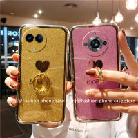 เคสแข็ง Phone Case เคส Realme11Pro + Realme11 4G 5G NFC เงาฝาหลัง TPU รูปหัวใจพร้อมขาตั้งแหวนใส่นิ้วเคสโทรศัพท์ Realme 11 Pro Plus 5G 4G NFC 2023