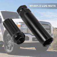 M14X1.5 Wheel Lug Nuts, 24 Pieces 14Mmx1.5 7 Spline Drive Awl Cone Lug Nuts 2Inch Long Black with 2 Socket Key