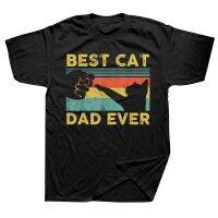 Best Cat Dad Ever Funny Cat Daddy Father Vintage T Shirts Cotton Streetwear Short Sleeve Birthday Gifts T shirt Mens Clothing XS-6XL