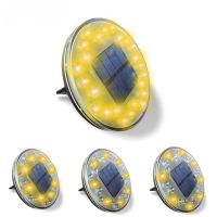 【LZ】✙☸  Solar Power Disk Light Jardim ao ar livre Enterrado Luzes Impermeável Piso Sob o Solo Escadas Decking Lâmpada 24LED