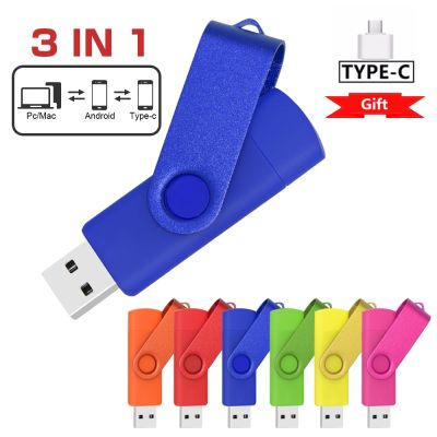 3 IN 1 Metal OTG 64GB Flash Drive USB 2.0 32GB Mini Pen Drives Red Custom Logo 16GB Memory Stick Gifts Key Chain 8GB U Disk 4GB