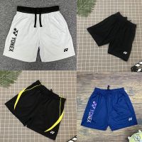 ♗ 2023 new badminton uniform yy quick-drying shorts male and female five-point pants elastic pants headband tie rope with pockets black and white