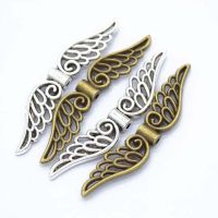 Two Size Zinc Alloy Tibetan Antique Silver Vintage Wing Hole Beads Charm Fit Jewelry Making Beads