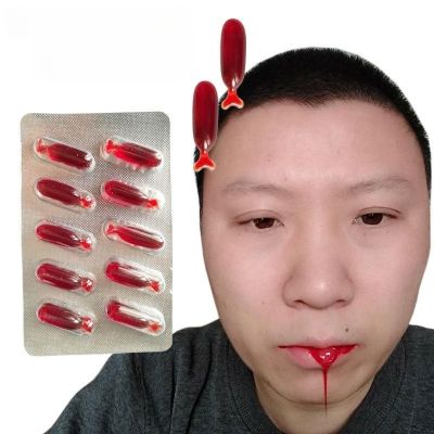 【CC】 10pcs/Bag Gedo Props Hematemesis Capsules Fake Blood Pills Trick Prank
