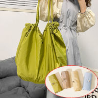 กระเป๋าถุงผ้าแบบพับได้มีเชือกรูดกระเป๋าเก็บของใหญ่สะพายไหล่กระเป๋าเก็บของกระเป๋าช้อปปิ้ง
