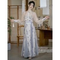 Spot parcel post New Chinese Style Han Elements Daily Ancient Costume Song Style Improved Hanfu Womens R Sexy Strap Dress Suit