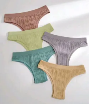Women's Panties Seamless Ribbed Thongs Low Waist Underpants