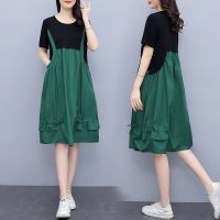 CODpz119nb Womens suspender skirt fake two-piece dress waist length skirt A-line strap skirt loose thin dress womens comfortable casual Korean dress