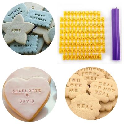 Alphabet Letter Number Cookie Press Stamp Embosser Round Cutter Stencil Tools Fondant DIY Tool Cookie Decorations