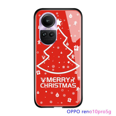 Serpens เคส OPPO Reno10 Pro 5G กันกระแทกเคสโทรศัพท์คริสต์มาสกวางกวางใหญ่ต้นคริสต์มาสกระจกเทมเปอร์ฝาครอบป้องกัน