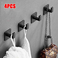 สีดำ Self-Adhesive Wall Hooks สำหรับแขวนประตูคีย์กระเป๋าถือแขวนห้องน้ำเสื้อผ้าผ้าเช็ดตัวผู้ถืออุปกรณ์เสริม-Wefdger