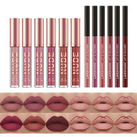 6+6 12Pcs Lip Liner Lipgloss Set Velvet Matte Lip Tint Nude Waterproof Long Lasting Lip Pencil Smooth Women y Beauty Cosmetic