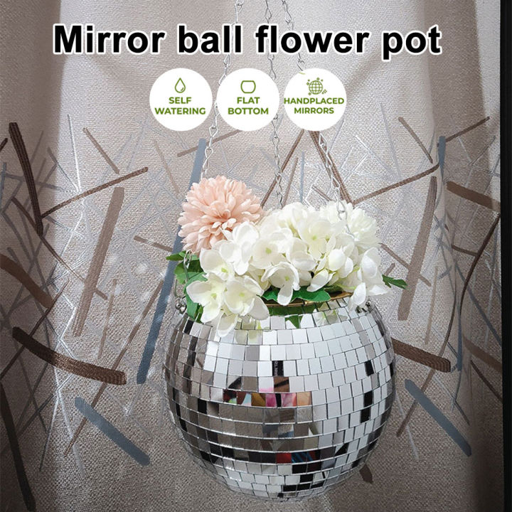 Disco Ball Planter - Self Watering Hanging Planter - Hanging Disco Ball  Decor w/ Hook - Boho Decor Planter Pot for Indoor or Outdoor - Memorable  Gardening Pots, Planters & Accessories Gift 10cm/25cm