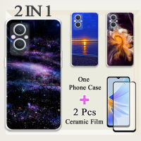 2 IN 1สำหรับ OPPO Reno 7Z 8Z 8 Lite 7 Lite 5G เคสซิลิโคนเคสโทรศัพท์กับกระจกแบบเทมเปอร์โค้งเซรามิคป้องกันหน้าจอ