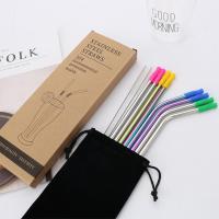 แบบพกพา Multicolor 304สแตนเลสสตีลสำหรับการดื่มชุดฟางธรรมดาโลหะ Reusable แบบพกพาชุดเครื่องดื่มล้างทำความสะอาดได้กาแฟชาฟางแปรงทำความสะอาดและกล่องสำหรับร้านอาหารหน้าแรก