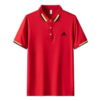 L-8XL   ADIDASeˉ  ผ้าฝ้ายสำหรับผู้ชาย,เสื้อโปโลฤดูร้อนลำลองธุรกิจแขนสั้น Polo เสื้อยืดตีกอล์ฟเทนนิส