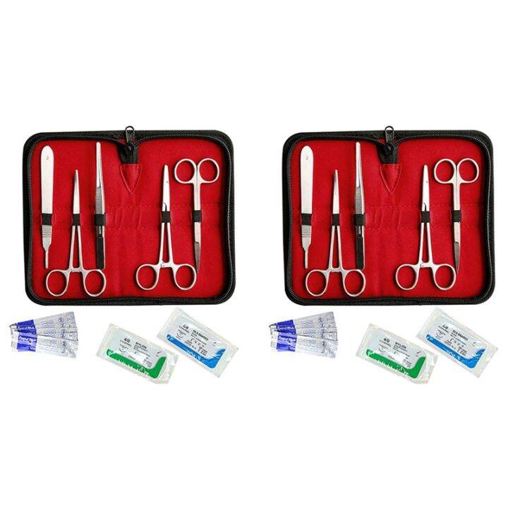 2X Suture Kit,Stainless Steel Training Instruments with Scalpel Blades