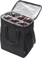 Tirrinia 6 Bottle Wine Carrier - Insulated &amp; Padded Wine Carrying Cooler Tote Bag with Handle and Adjustable Shoulder Strap for Travel or Picnic, IDEAL Wine Lover Gift, Black