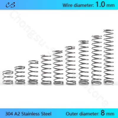 3PCS 1.0mm Compression Spring 304 A2 Stainless Steel Springs Wire Dia 1.0mm Outer Dia 8mm Length 10 15 20 25 30 35 40 45 50mm