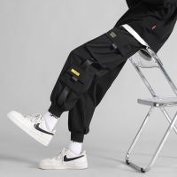 Multi-Pocket Cargo Pants Men S Casual Functional Pants Outdoor Camping Leggings 9-Point Pants Winter Warm Plush Black Sweatpants