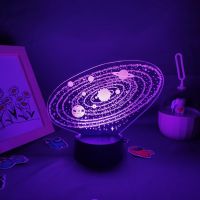 Universe Space Galaxy Night Light Room Decor Light Solar System 3D Optical Illusion Side Table Christmas Lamp for Boys and Girls