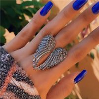 Fashion Vintage Punk Angel Wings Metal Rings Big Heart Shape Wings Ring for Men Women Hip Hop Jewelry Gift Accessories