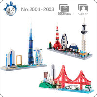 World Architecture City Dubai Tokyo San Francisco Tower Bridge Mini Diamond Blocks Bricks Building Toy for Children Gift no Box