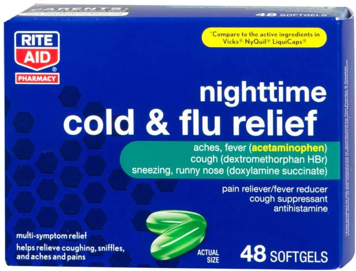 Rite Aid MultiSymptom Nighttime Cold & Flu Relief, Softgels 48 Count Lazada PH