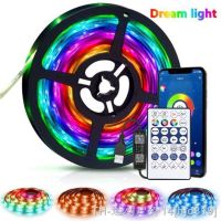 【LZ】№  WS2812B LED Strip Light RGBIC SMD Bluetooth Control DC 5V Lamp for Room Decoration Rainbow USB RF Wireless Remote Controller Kit