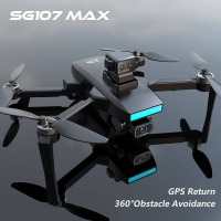 【SG107 MAX】โดรนไร้แปรงถ่าน GPS พร้อมกล้อง Quadcopter FPV แบบกล้องคู่ HD ระดับมืออาชีพ 4K การไหลของแสง 50X เวลาซูมโดรน