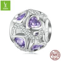 [COD] Amazons new purple love infinite diy bracelet beads romantic sweet hollow heart stitching 925 silver