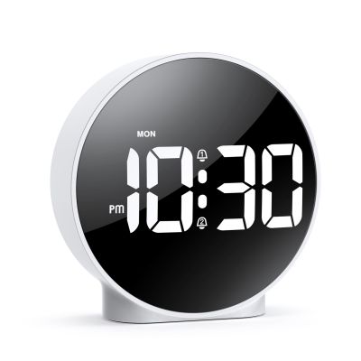 นาฬิกาตั้งโต๊ะ LED นาฬิกาปลุกสนู๊ซนาฬิกาปลุกดิจิตอล ORIA แสดงเวลาตั้งโต๊ะกลมไฟกลางคืนนาฬิกาปลุกยูเอสบีของขวัญตกแต่งบ้าน3สี