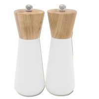 QTCF-Sea Salt Black Pepper Mills Wooden Pepper Salt Grinder Set Ceramic Refillable