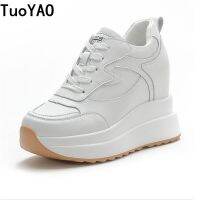 Women Platform Trainers Genuine Leather Autumn Winter Sneakers 10CM Heels Wedges Shoes Breathable Height Increased Sneaker Woman